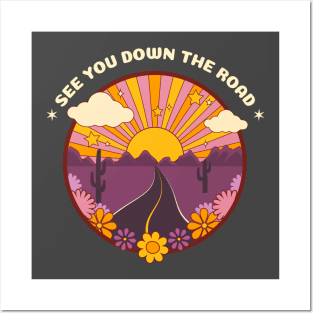 See You Down The Road Van Life Sun Posters and Art